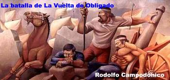 La batalla de La Vuelta de Obligado, obra de Rodolfo Campodónico